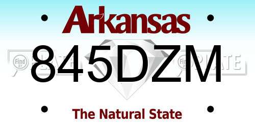 845DZM Arkansas License Plate