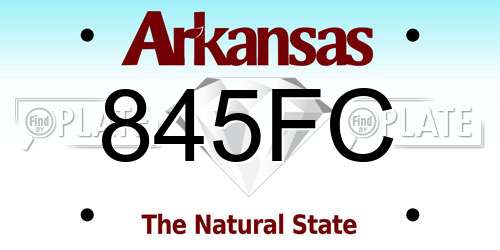 845FC Arkansas License Plate