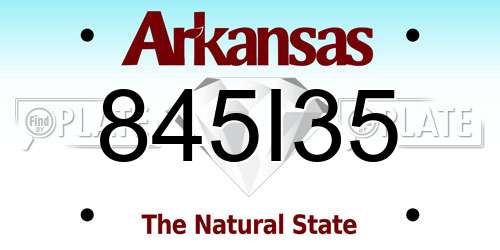 845I35 Arkansas License Plate