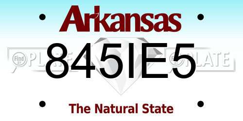 845IE5 Arkansas License Plate