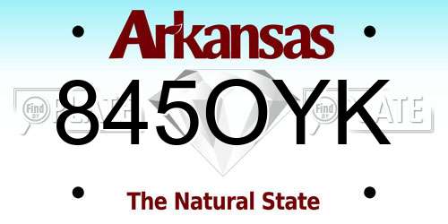 845OYK Arkansas License Plate