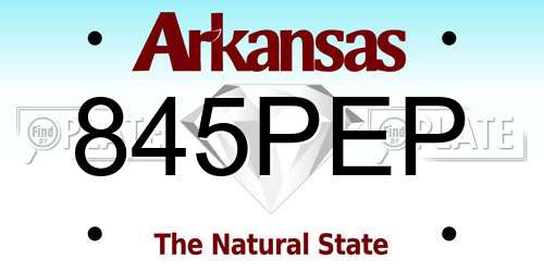 845PEP Arkansas License Plate