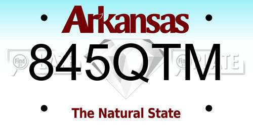 845QTM Arkansas License Plate
