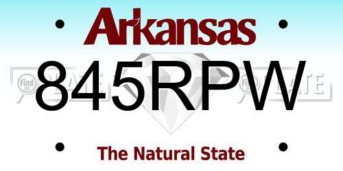 845RPW Arkansas License Plate