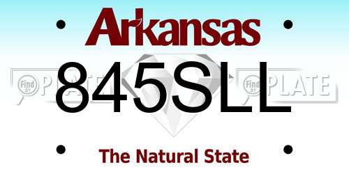 845SLL Arkansas License Plate