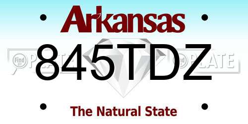 845TDZ Arkansas License Plate