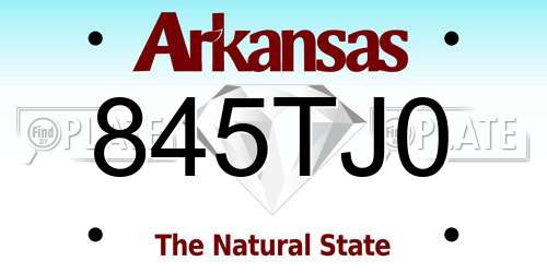 845TJ0 Arkansas License Plate