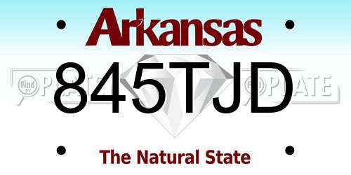 845TJD Arkansas License Plate