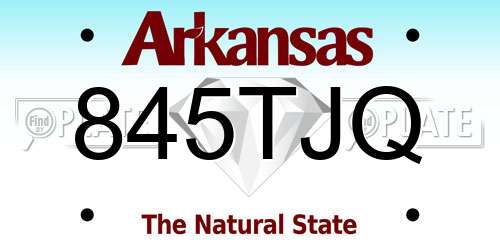 845TJQ Arkansas License Plate