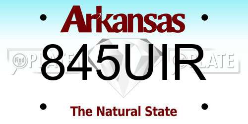 845UIR Arkansas License Plate