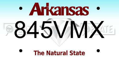 845VMX Arkansas License Plate