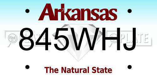 845WHJ Arkansas License Plate