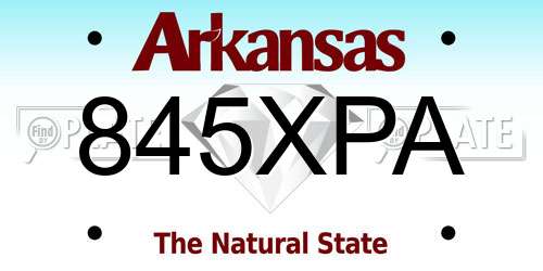 845XPA Arkansas License Plate