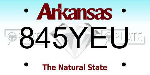 845YEU Arkansas License Plate