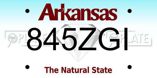 845ZGI Arkansas License Plate