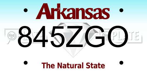 845ZGO Arkansas License Plate