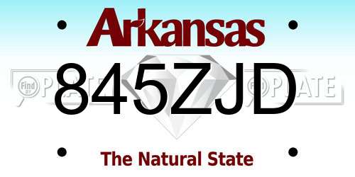 845ZJD Arkansas License Plate