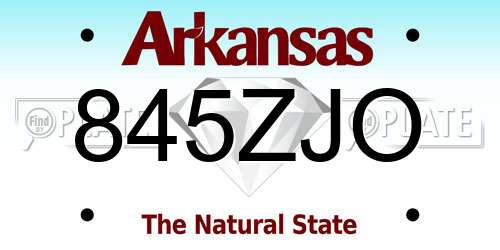 845ZJO Arkansas License Plate
