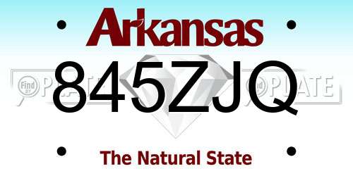 845ZJQ Arkansas License Plate