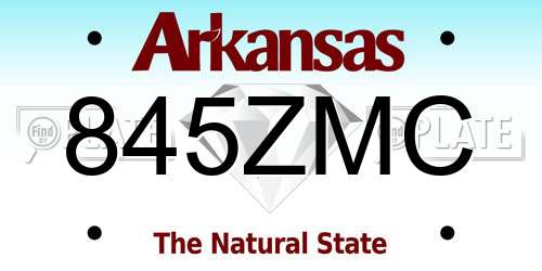 845ZMC Arkansas License Plate