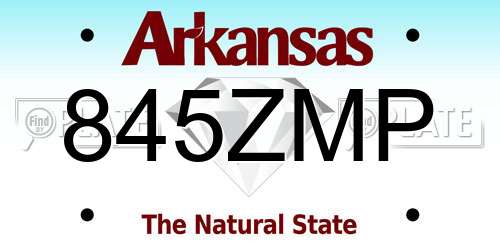 845ZMP Arkansas License Plate