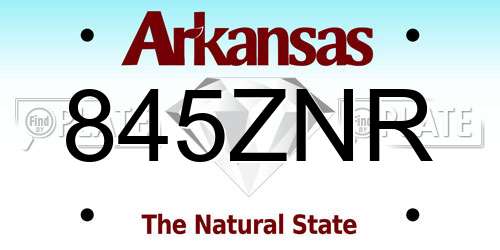 845ZNR Arkansas License Plate