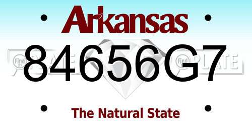 84656G7 Arkansas License Plate