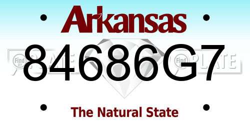 84686G7 Arkansas License Plate