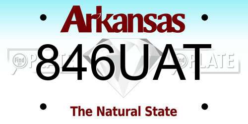 846UAT Arkansas License Plate