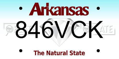 846VCK Arkansas License Plate