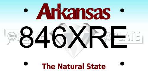 846XRE Arkansas License Plate