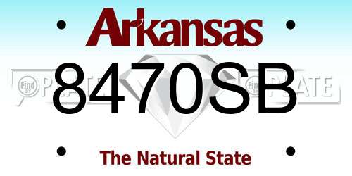 8470SB Arkansas License Plate
