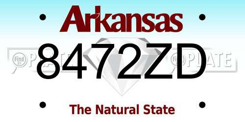 8472ZD Arkansas License Plate