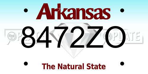 8472ZO Arkansas License Plate