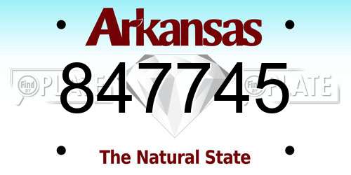 847745 Arkansas License Plate