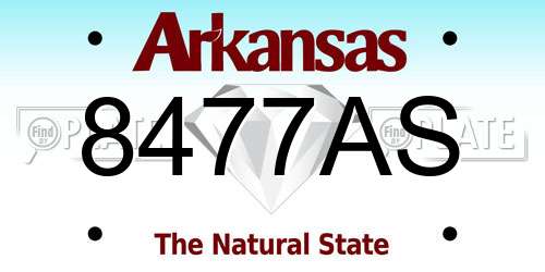 8477AS Arkansas License Plate