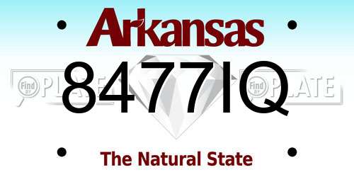 8477IQ Arkansas License Plate