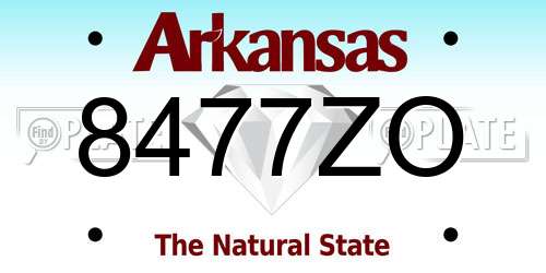 8477ZO Arkansas License Plate