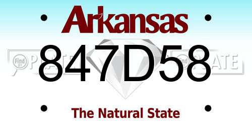847D58 Arkansas License Plate