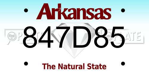 847D85 Arkansas License Plate