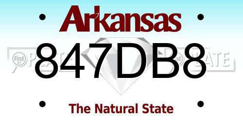 847DB8 Arkansas License Plate