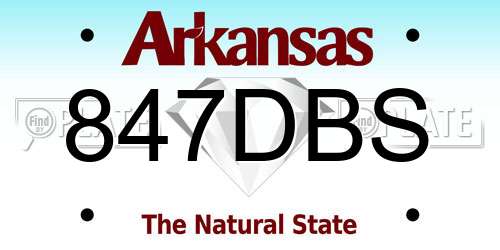 847DBS Arkansas License Plate