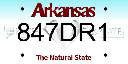 847DR1 Arkansas License Plate