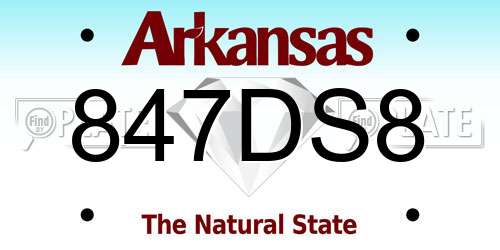 847DS8 Arkansas License Plate