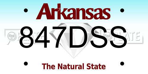 847DSS Arkansas License Plate