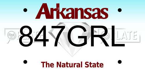 847GRL Arkansas License Plate