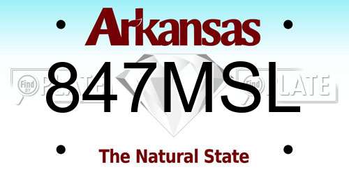 847MSL Arkansas License Plate