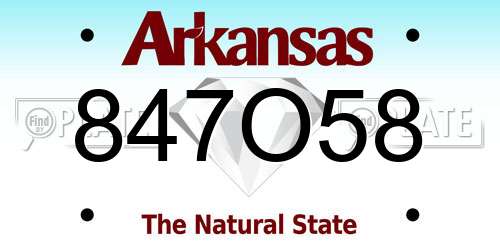 847O58 Arkansas License Plate