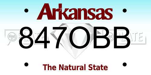 847OBB Arkansas License Plate