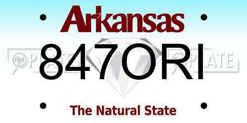 847ORI Arkansas License Plate